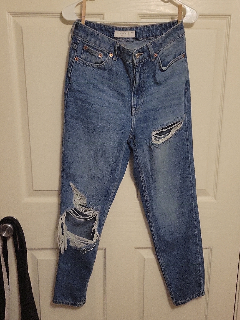 Topshop Distressed Light Blue Boyfriend Jeans